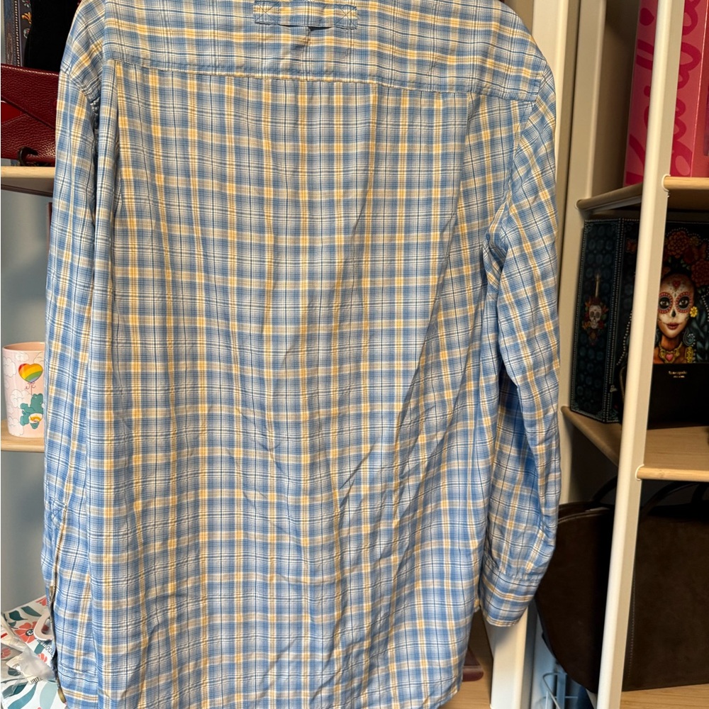 Duluth Trading Co Blue and Yellow Plaid Button Down Shirt Mens Size Medium GUC - Picture 5 of 5